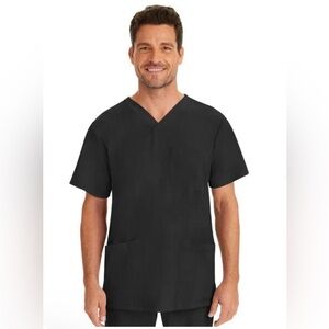 HH WORKS by HEALING HANDS MENS V NECK SCRUB TOP BLACK - XL “MATTHEW” BNWT